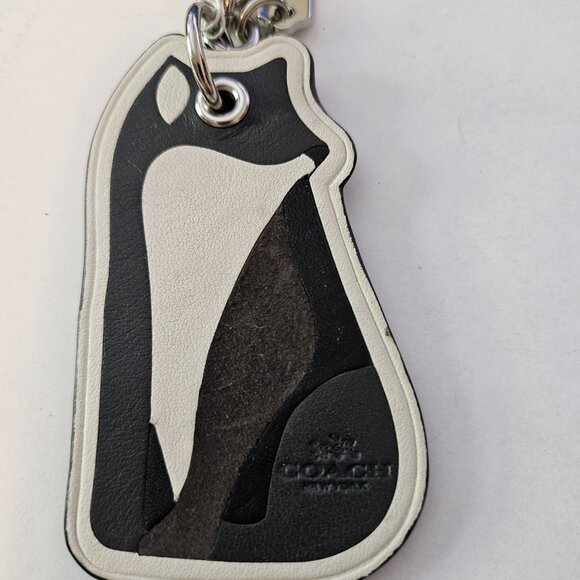 COACH Fox Key Chain Calf Leather Keyring SUEDE Fox Charm FOB bag purse NWT - Picture 3 of 4